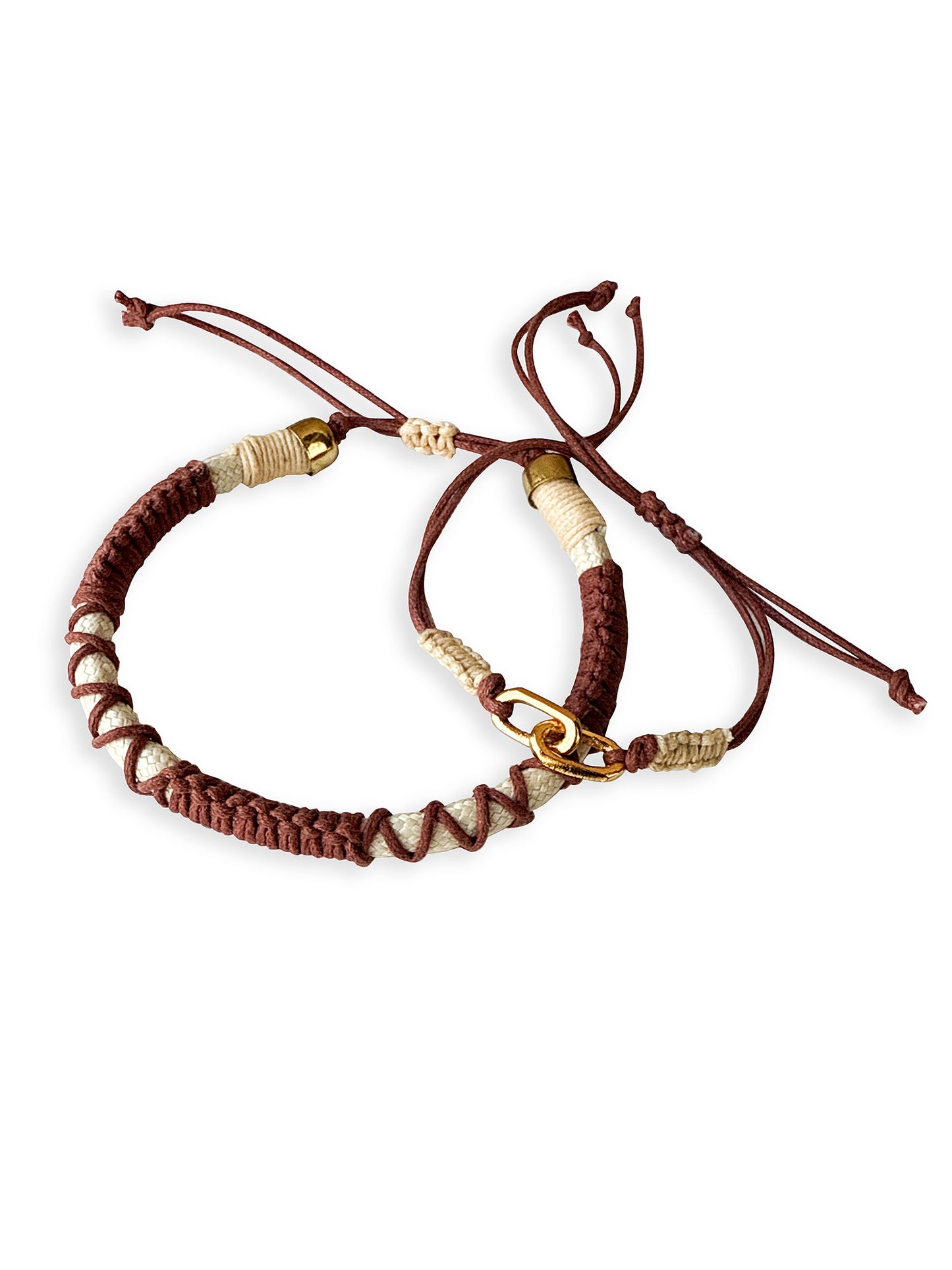 Rust & Beige Thread & Vegan Leather Band
