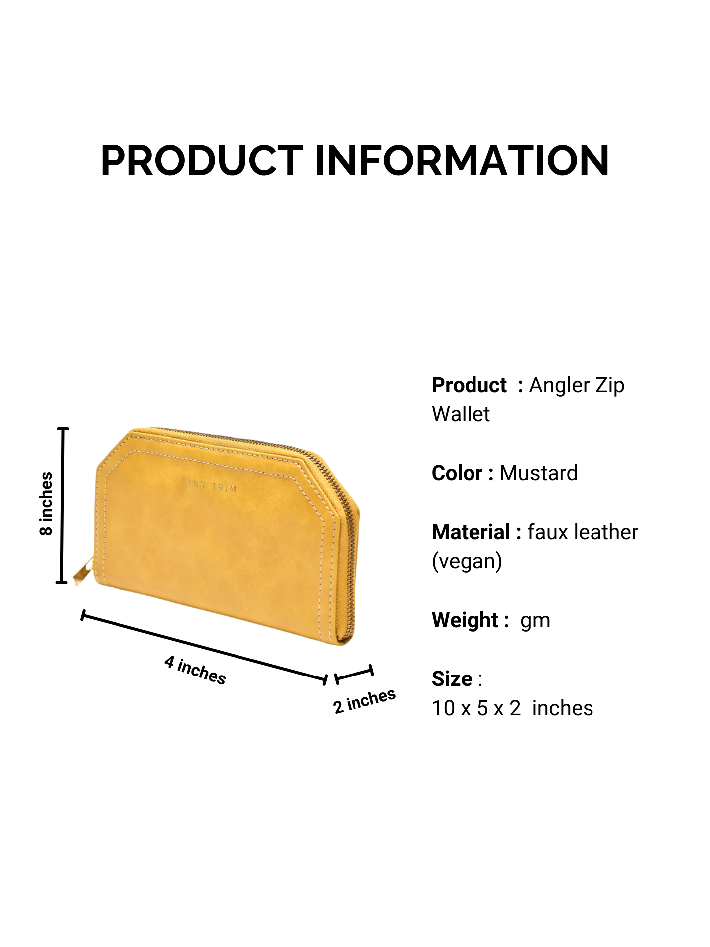 Angler Zip Wallet: Mustard