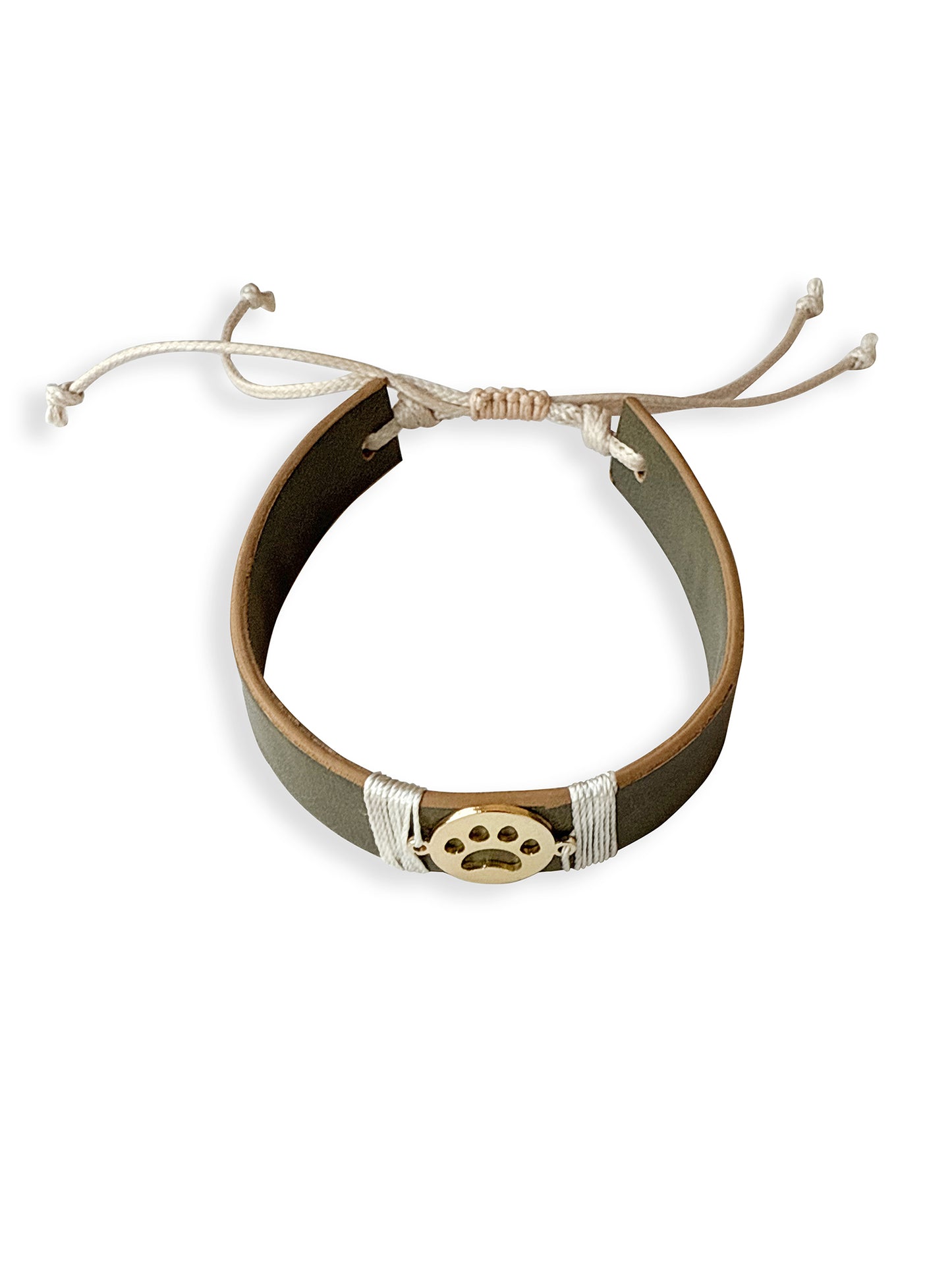 Olive Green Paw Vegan Leather Band