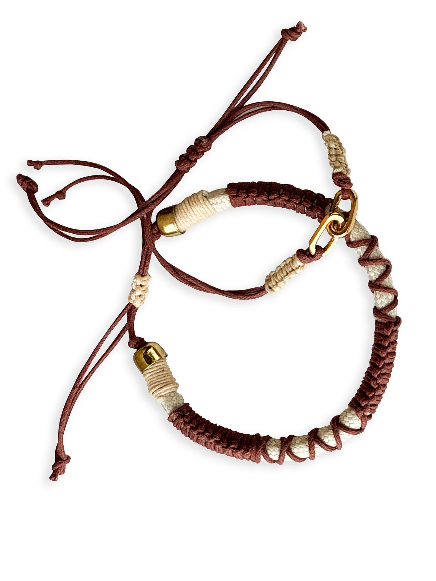 Rust & Beige Thread & Vegan Leather Band