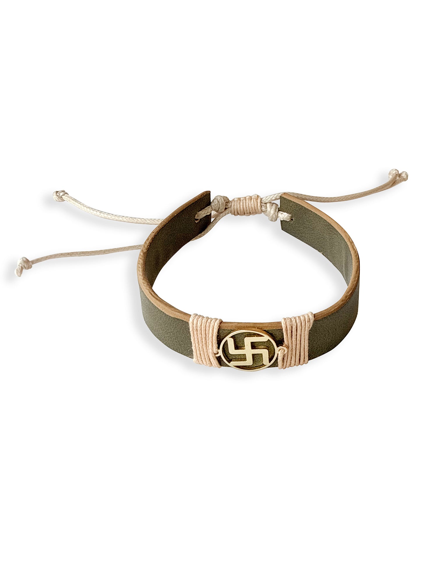Olive Green Swastik Vegan Leather Band