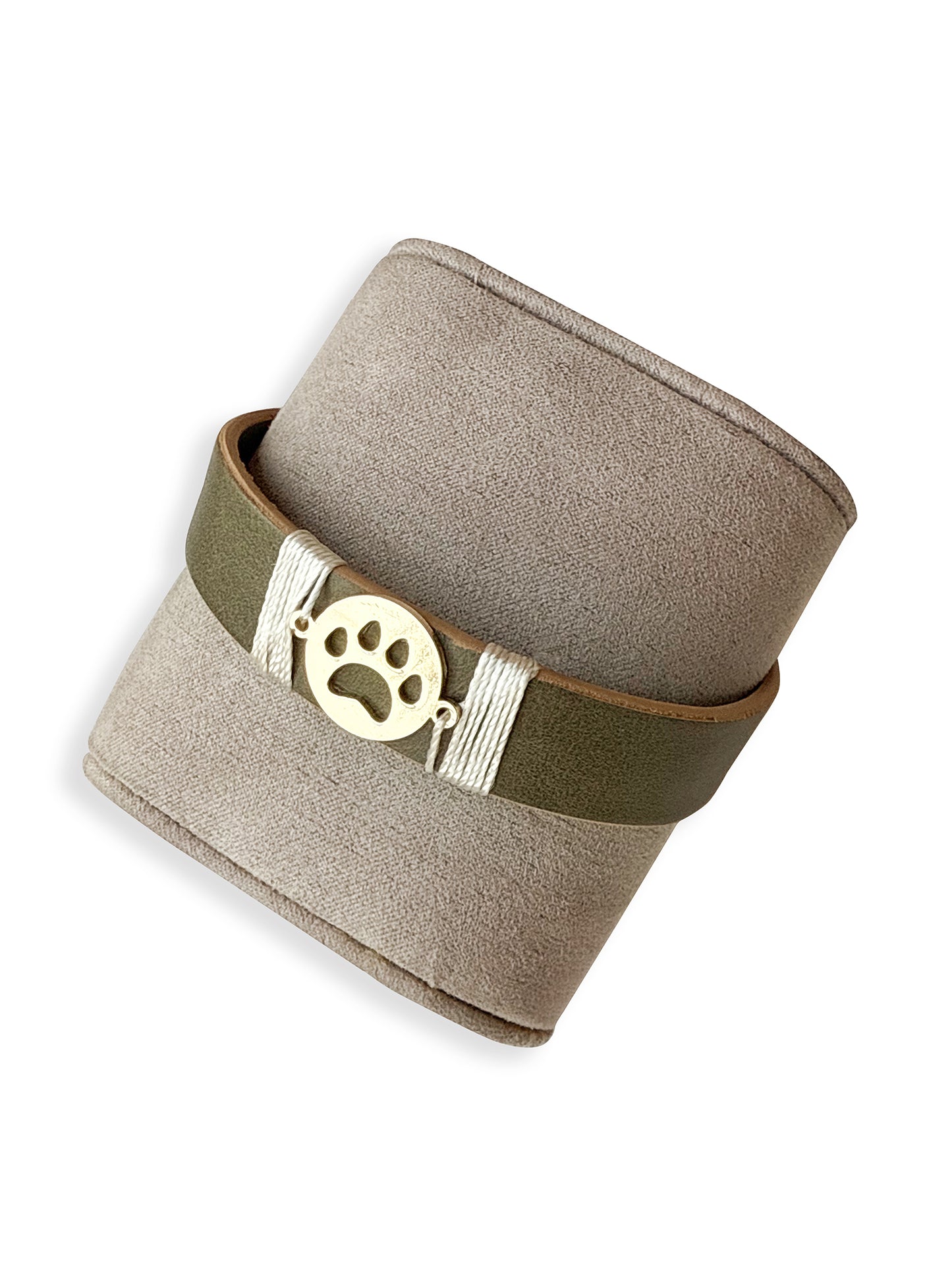 Olive Green Paw Vegan Leather Band
