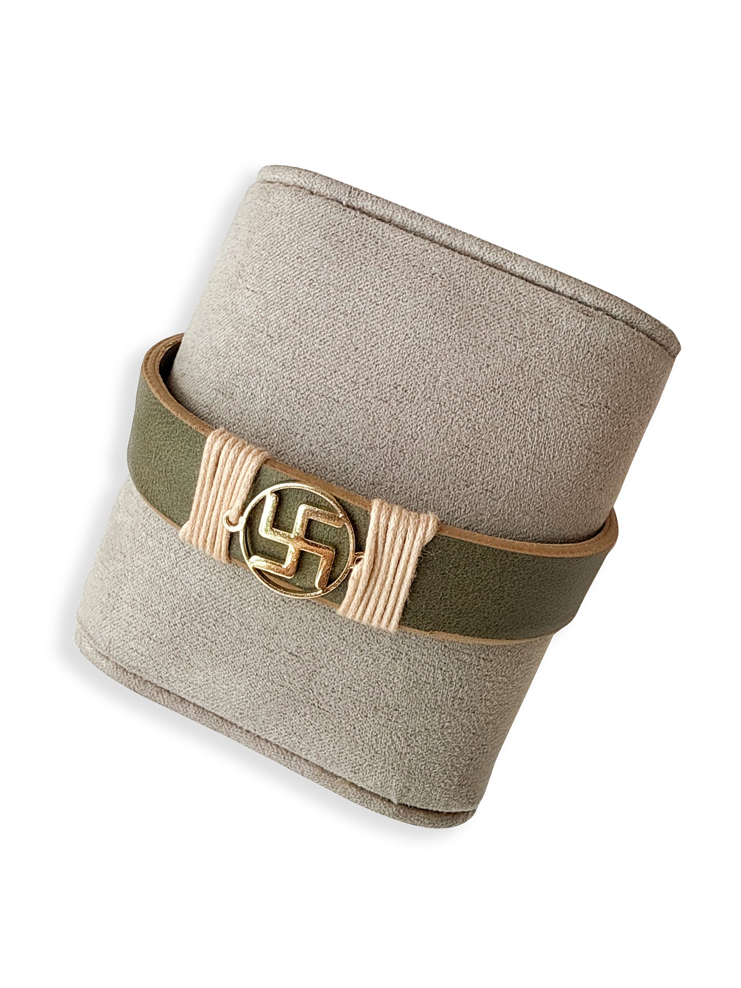 Olive Green Swastik Vegan Leather Band