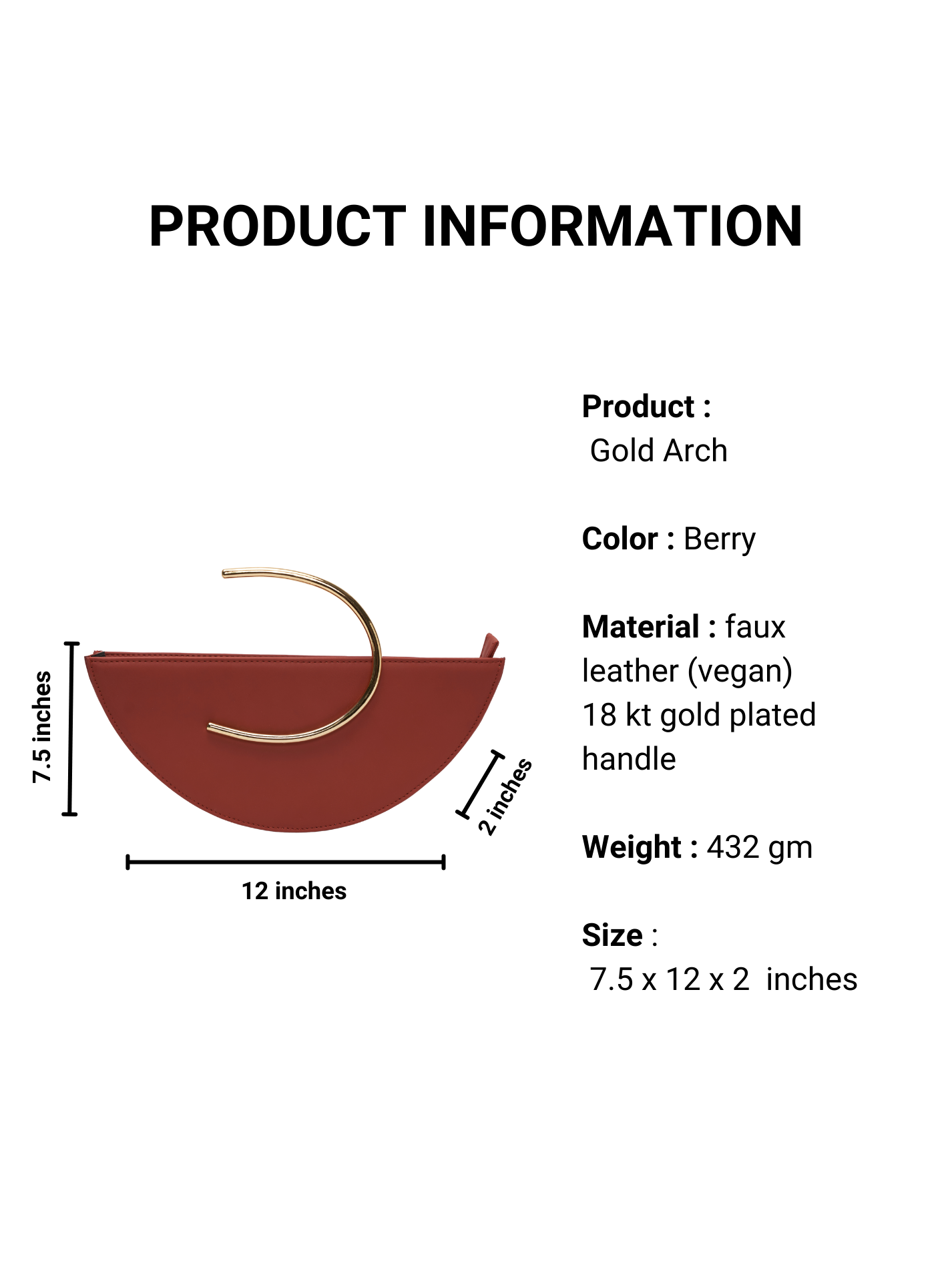 Gold Arch Handbag - Berry