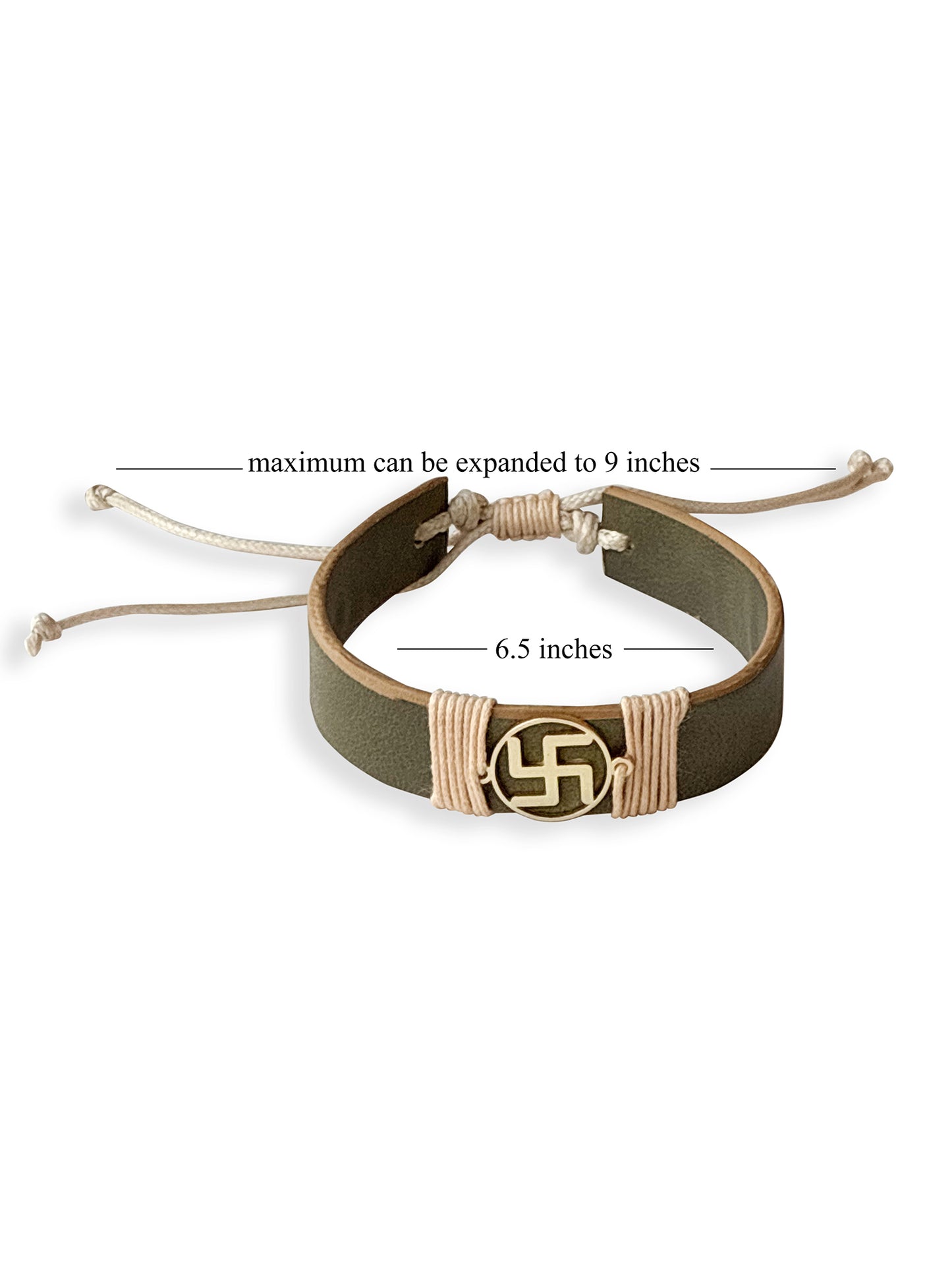 Olive Green Swastik Vegan Leather Band