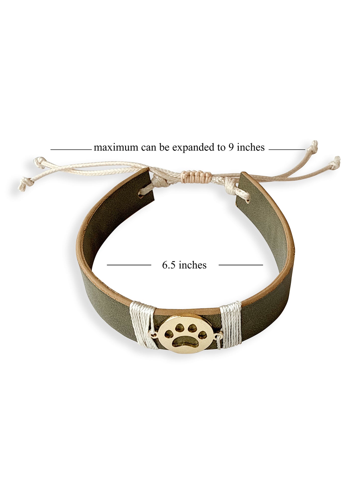 Olive Green Paw Vegan Leather Band