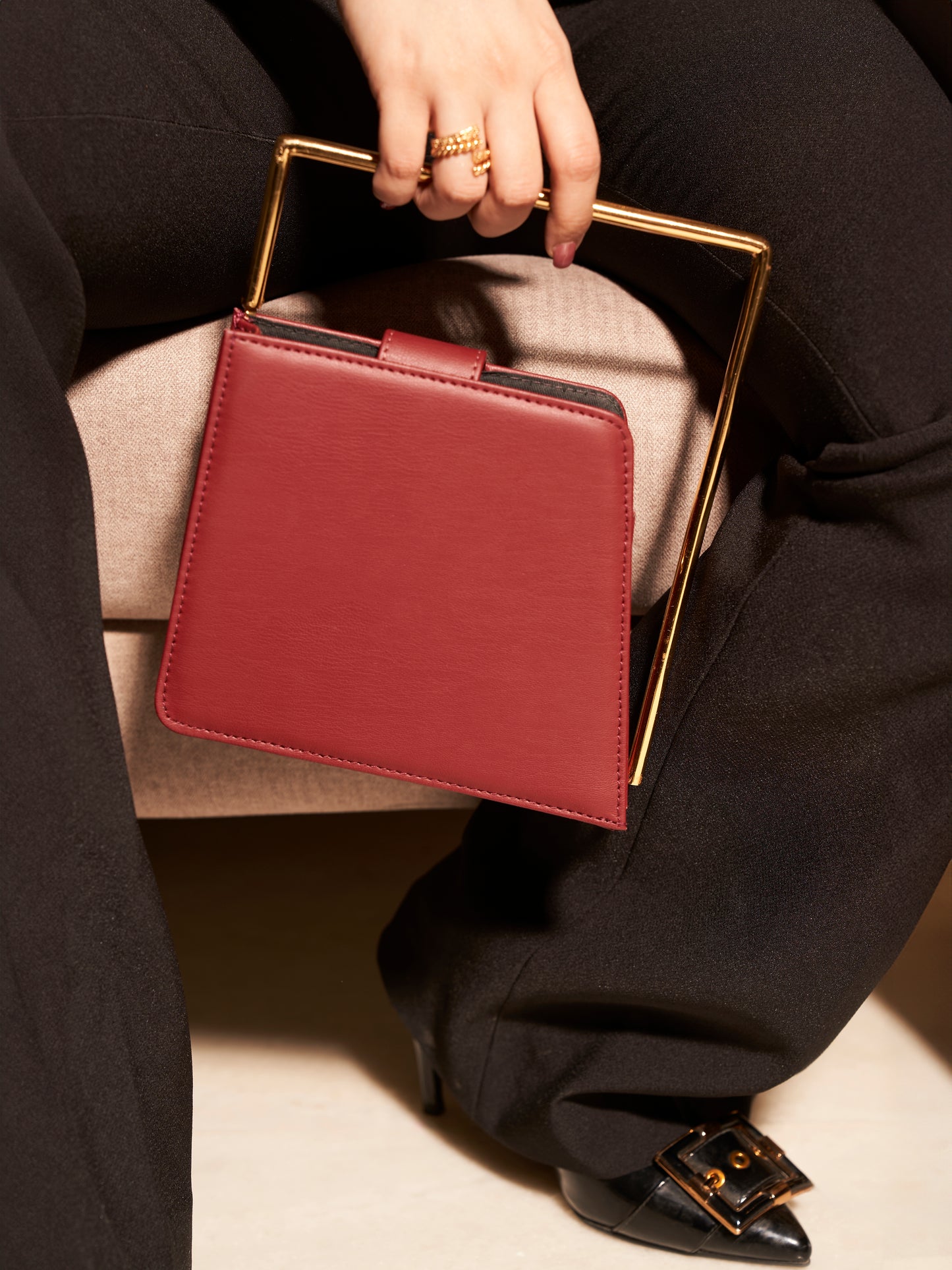 The frame handbag - Berry Red