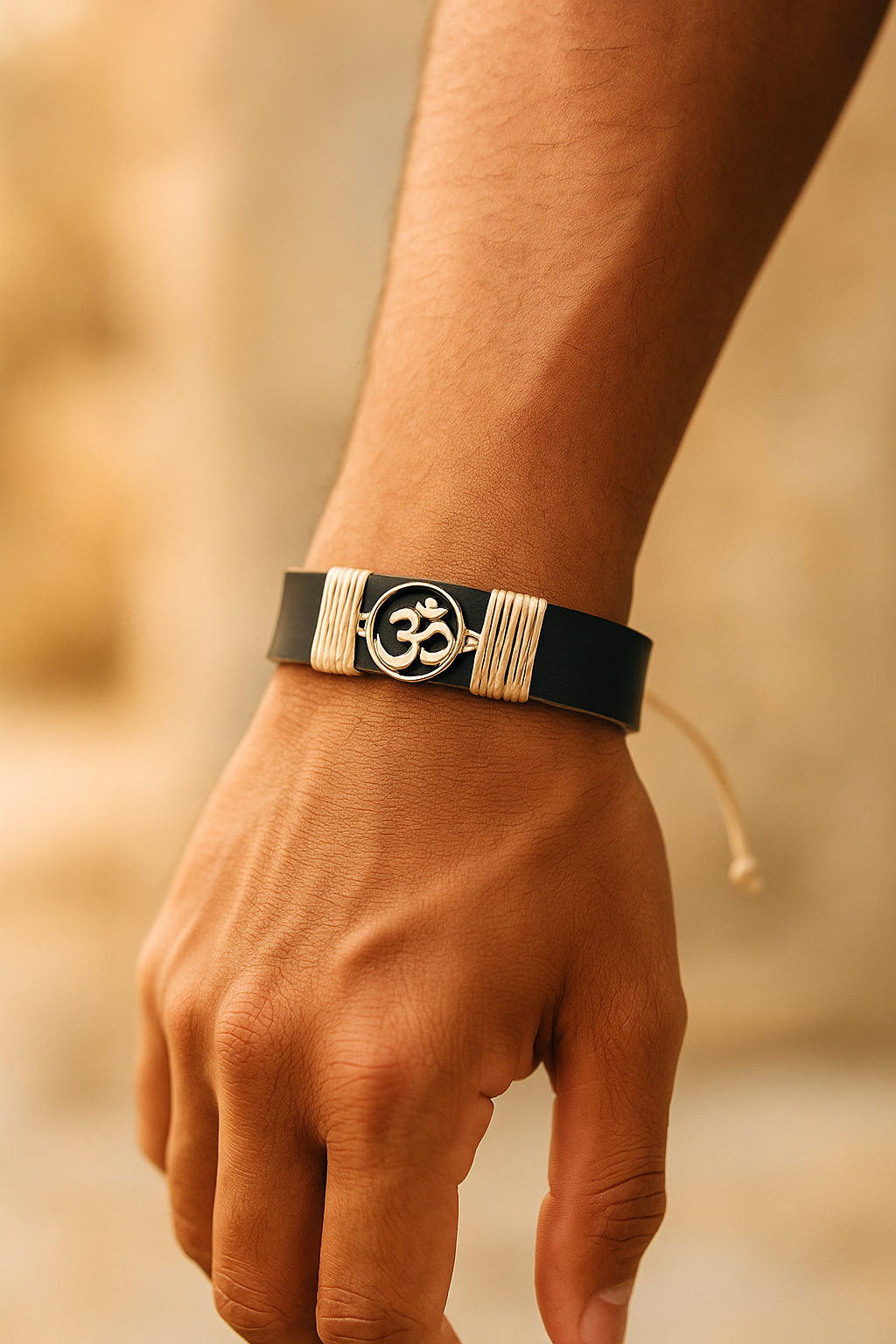 Blue Om Vegan Leather Band
