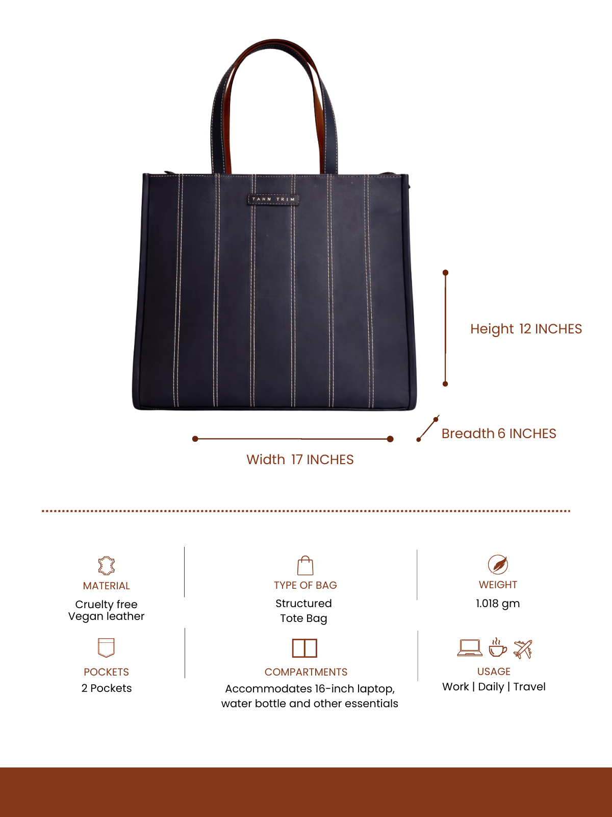 The Stacker Tote- Navy Blue