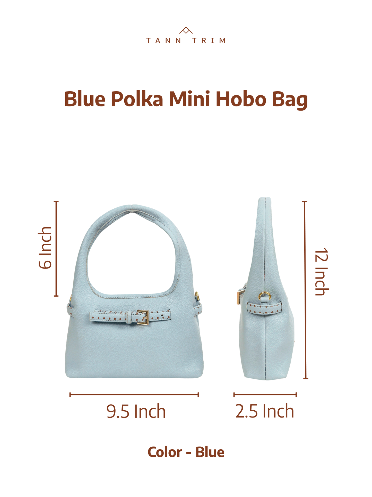 Blue Polka Mini Hobo Bag