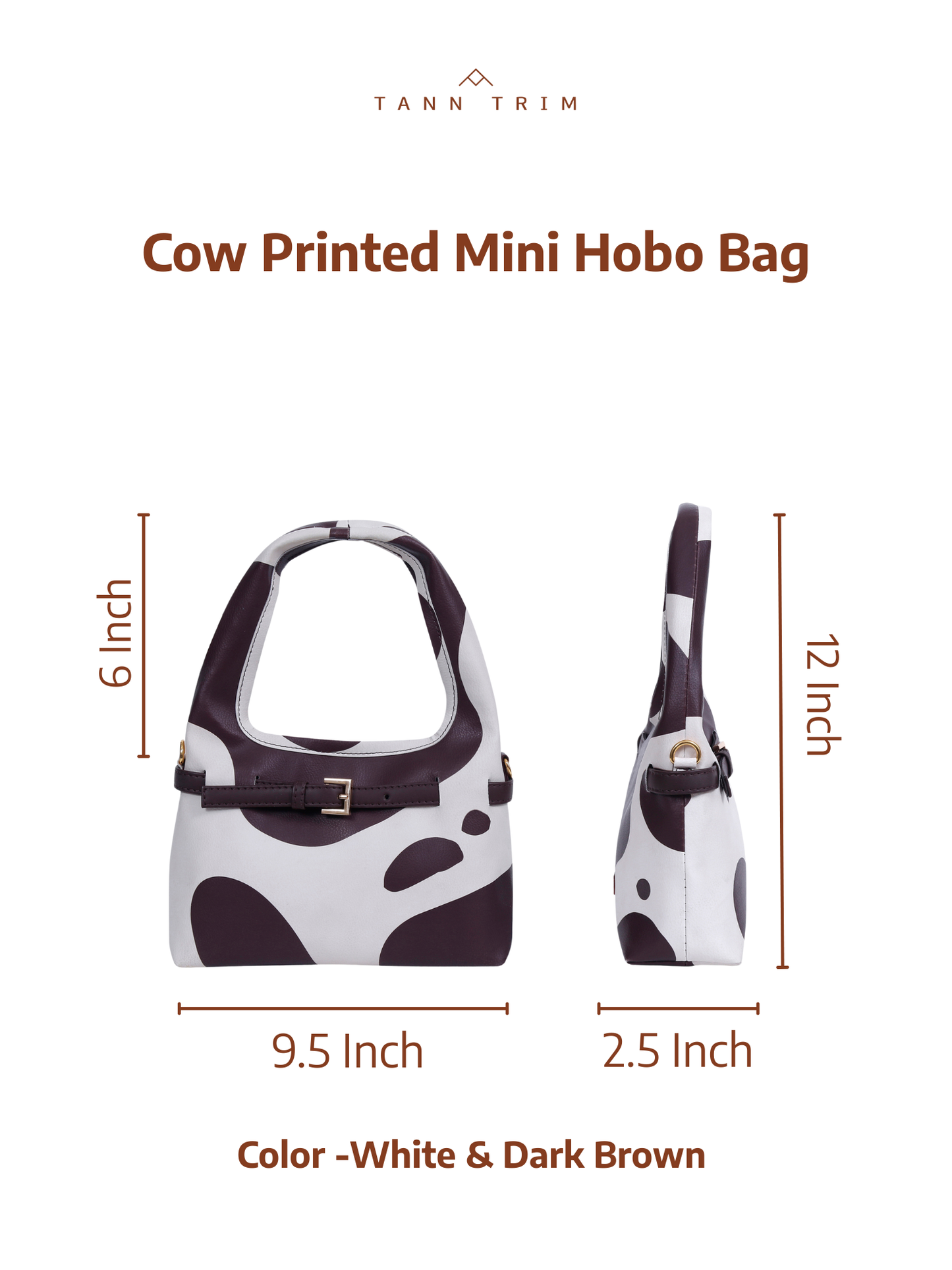 Cow Printed Mini Hobo Bag