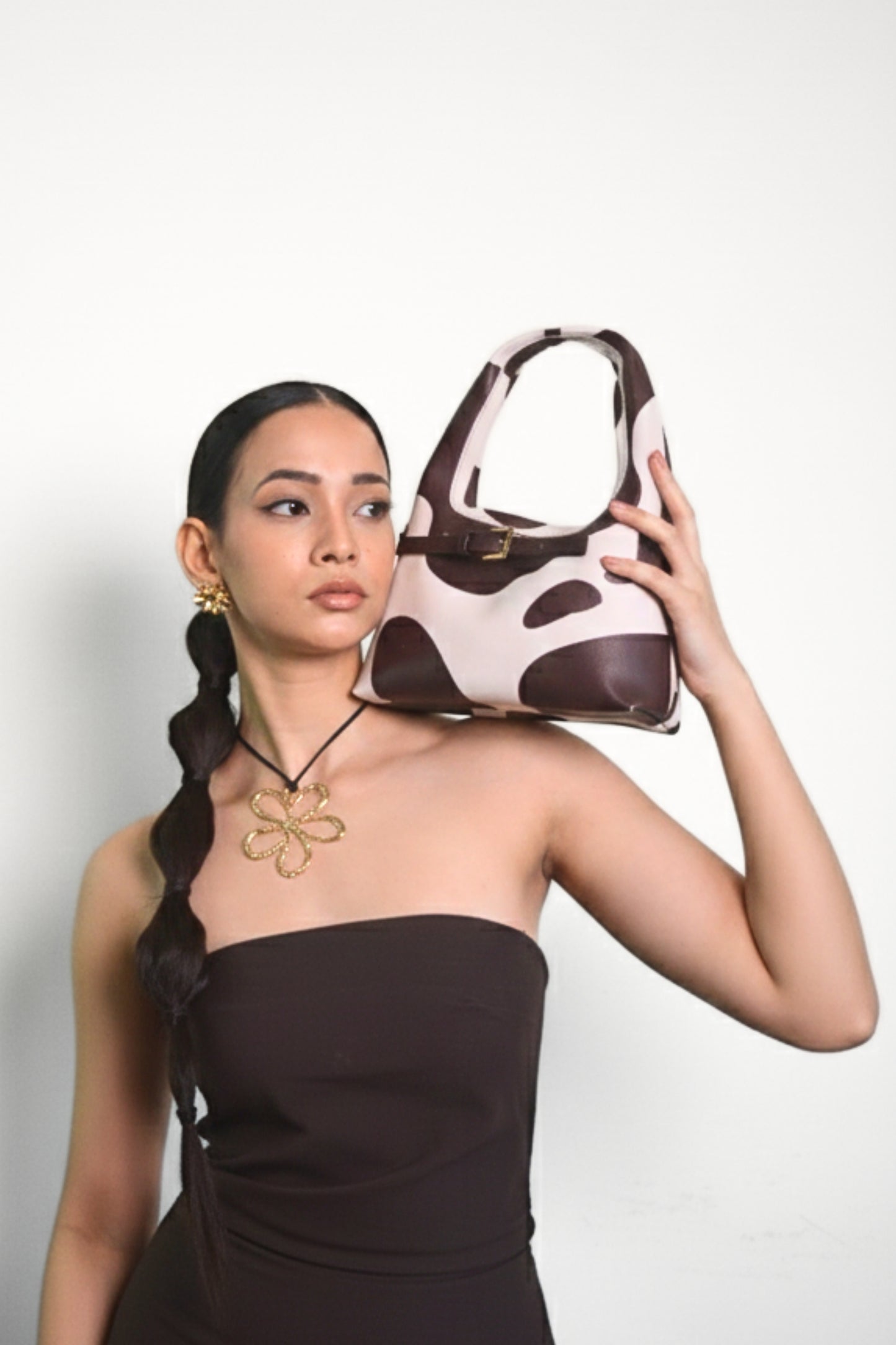Cow Printed Mini Hobo Bag