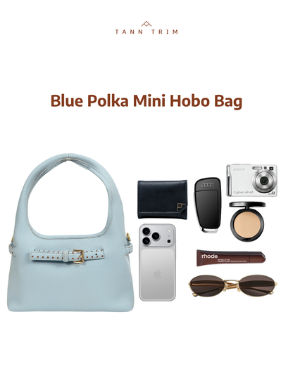 Blue Polka Mini Hobo Bag