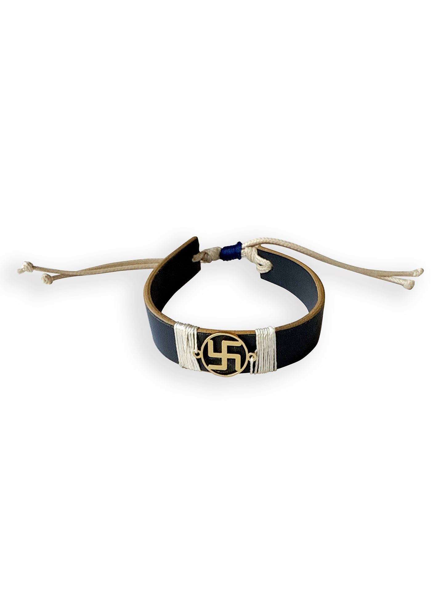Blue Swastik Vegan Leather Band