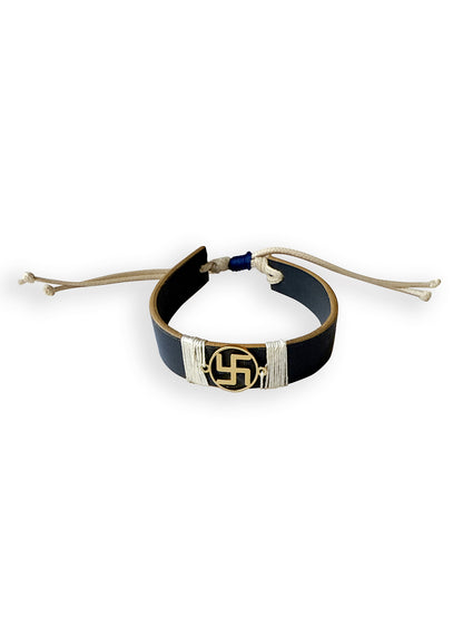 Blue Swastik Vegan Leather Band