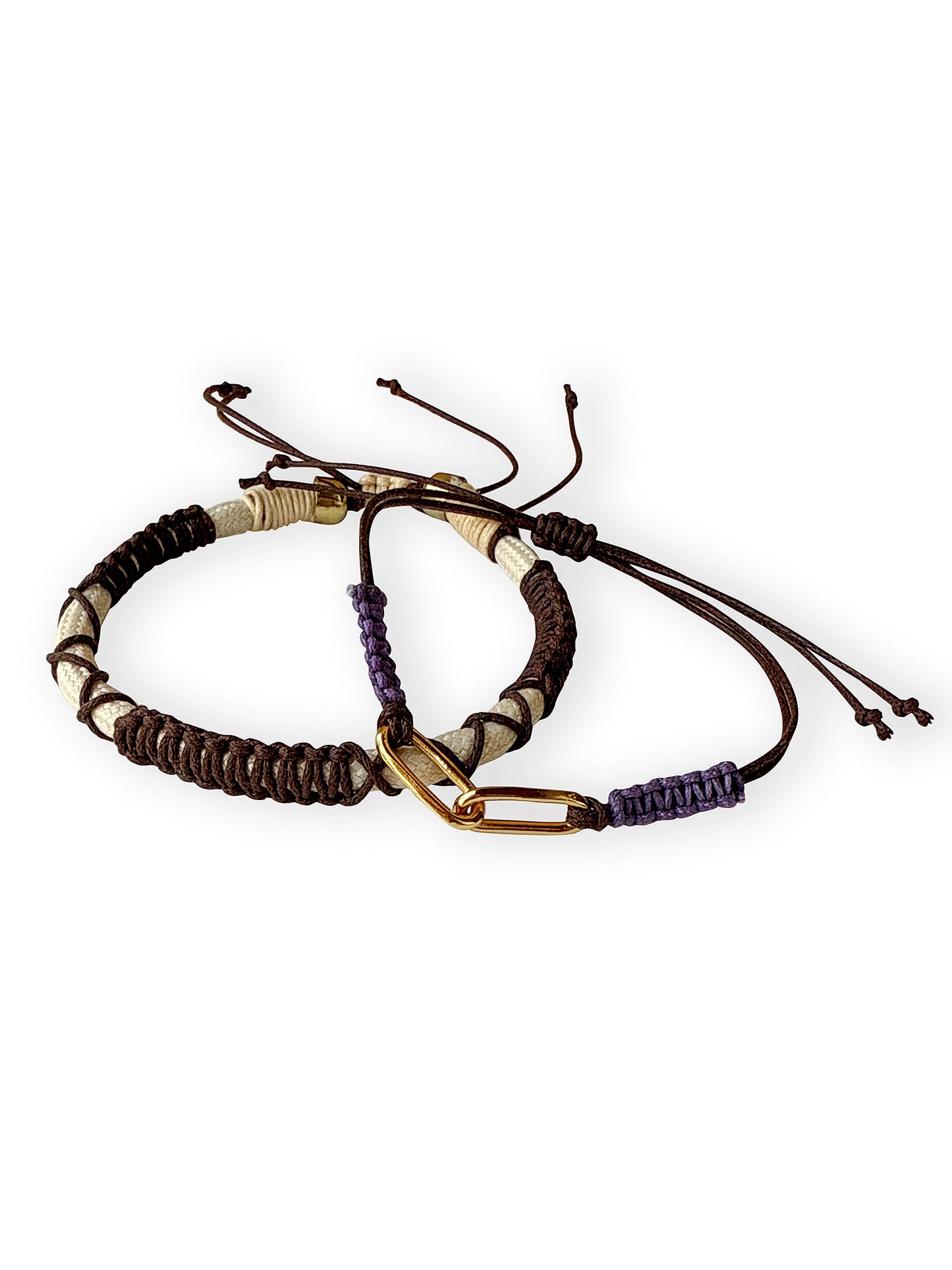 Brown & Beige Thread & Vegan Leather Band