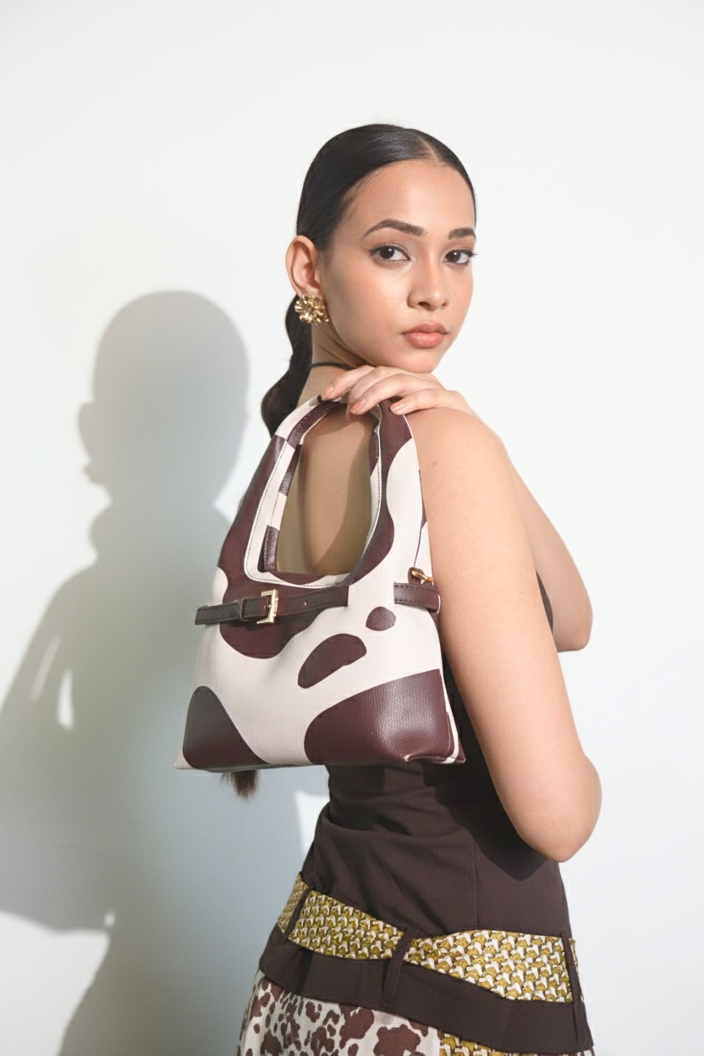 Cow Printed Mini Hobo Bag