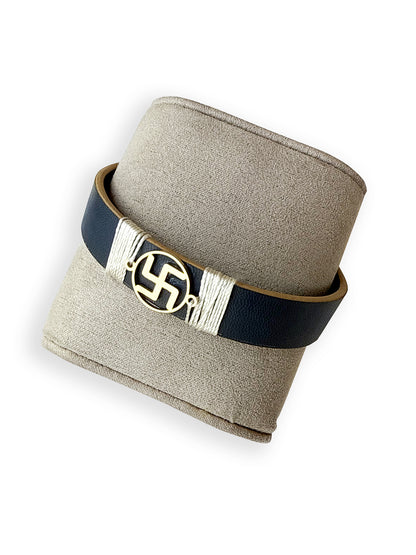 Blue Swastik Vegan Leather Band