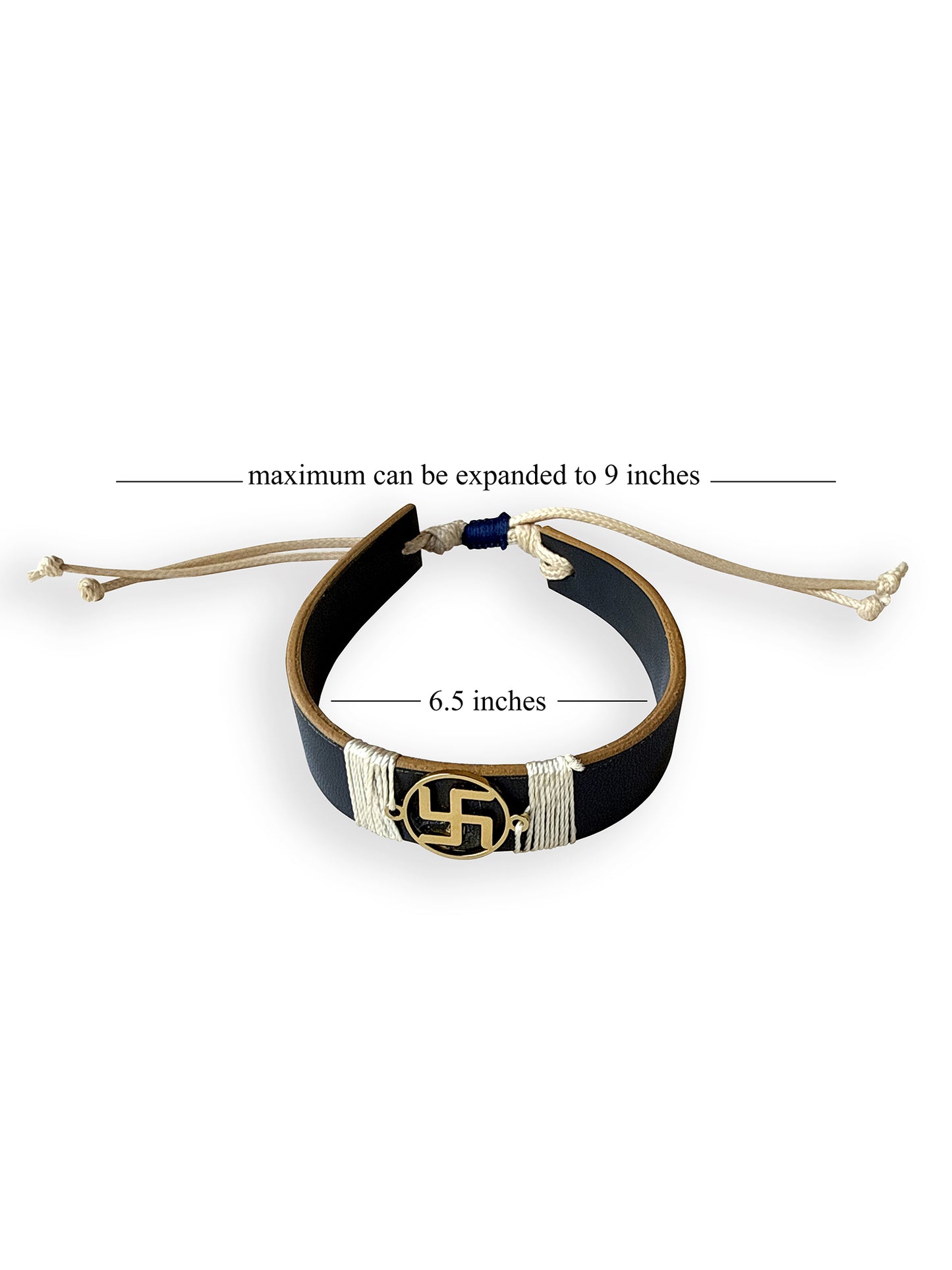 Blue Swastik Vegan Leather Band