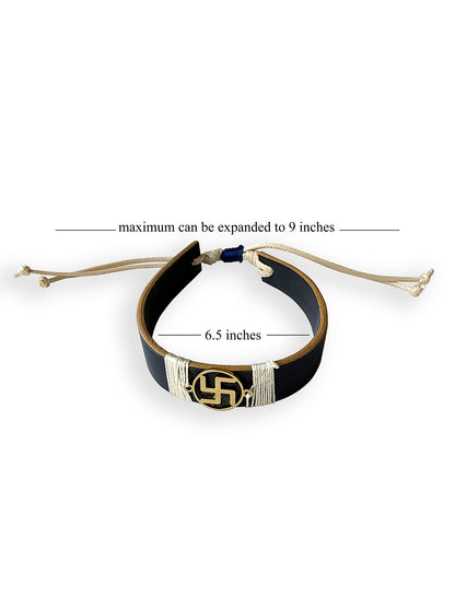 Blue Swastik Vegan Leather Band