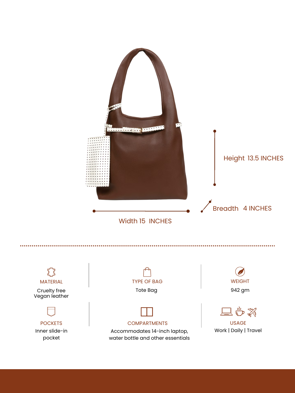 Dark Brown Hobo Work Bag