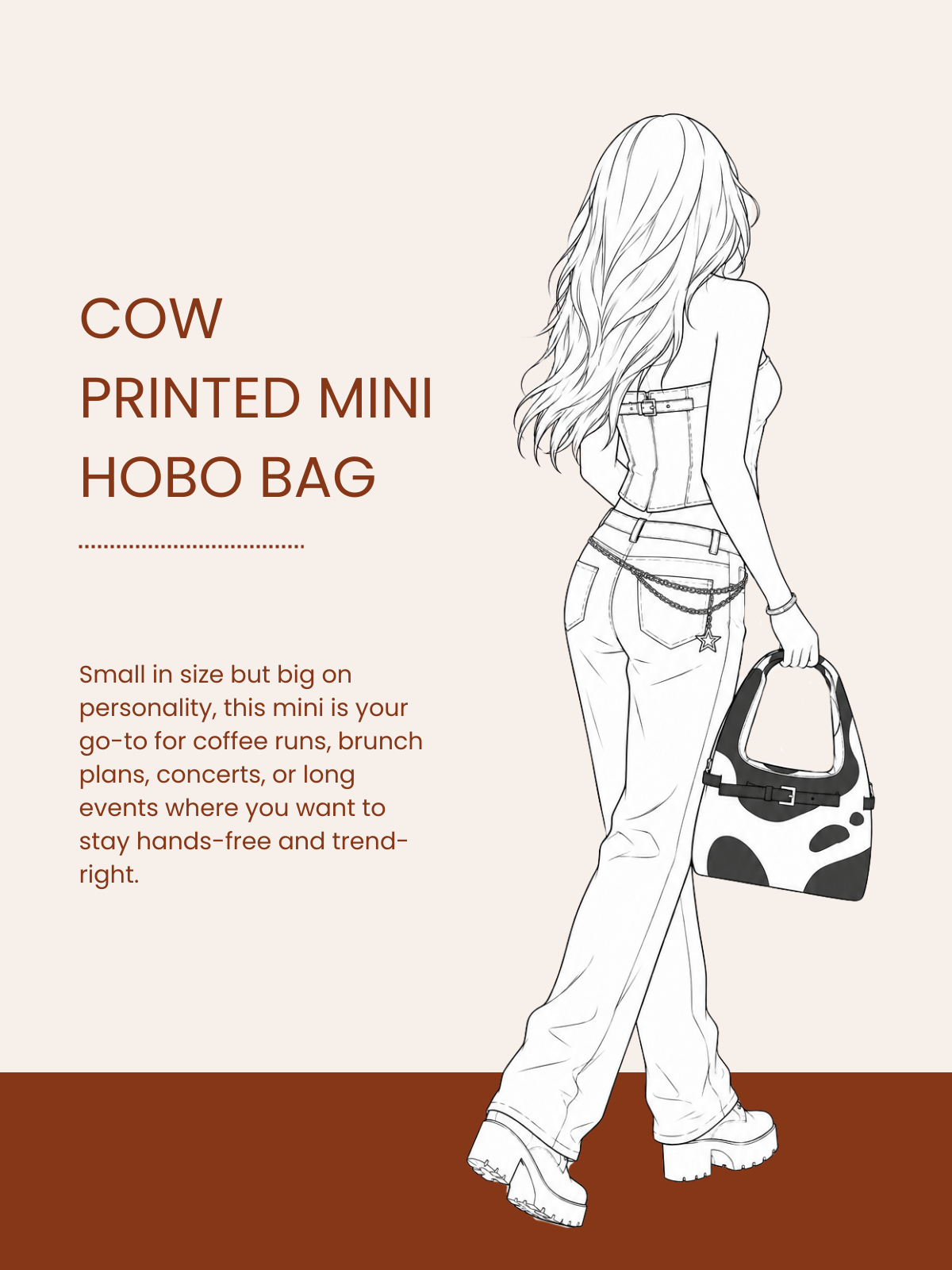 Cow Printed Mini Hobo Bag