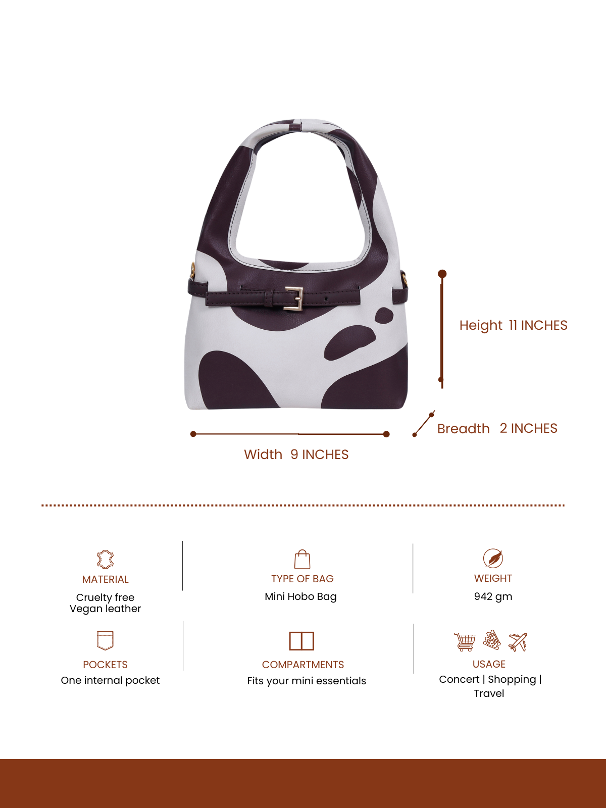 Cow Printed Mini Hobo Bag