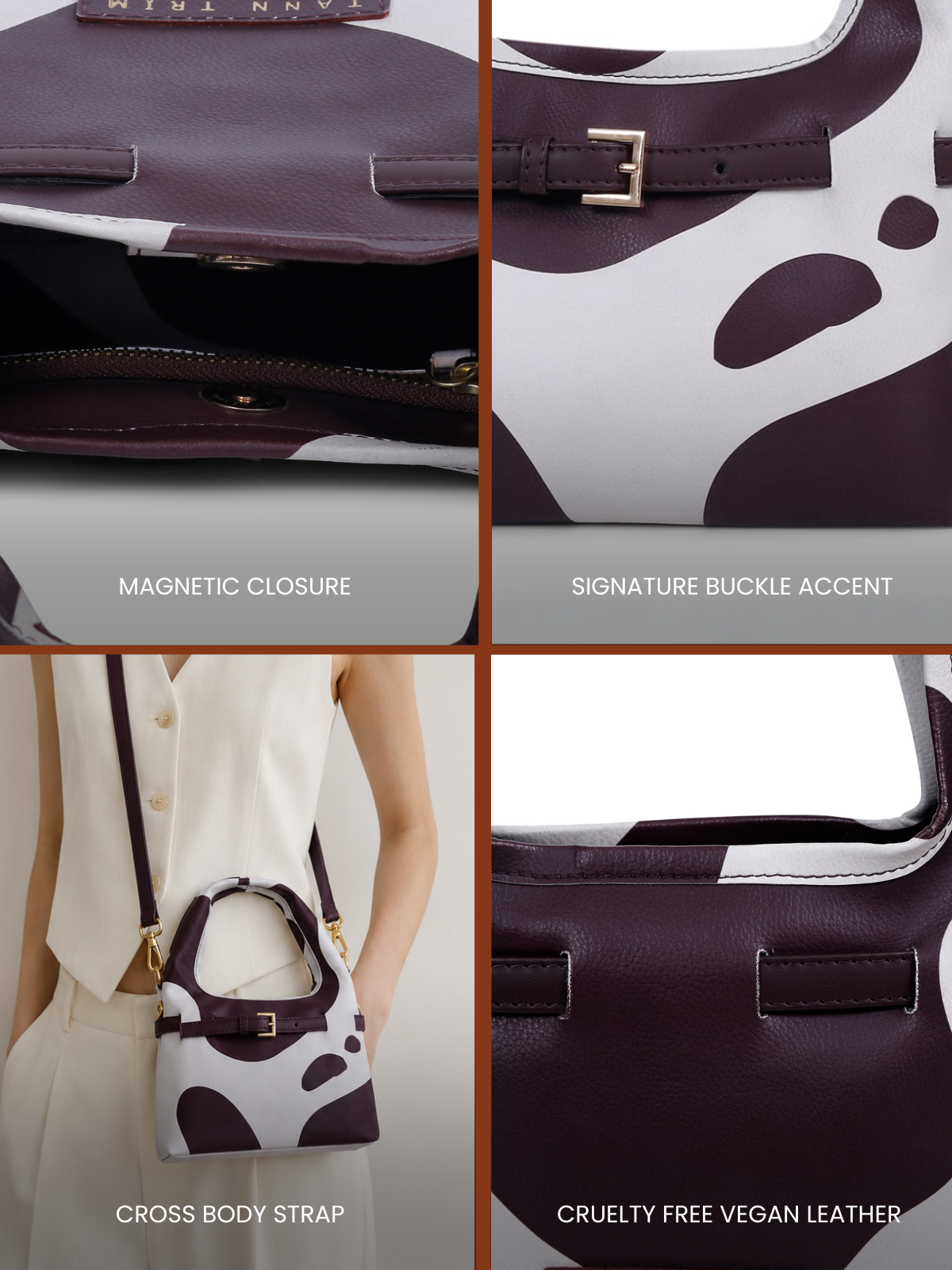 Cow Printed Mini Hobo Bag