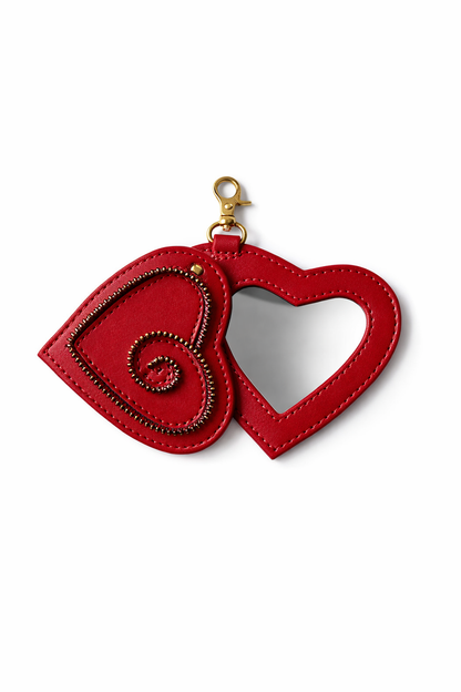 Zip Heart Mirror Bag Charm