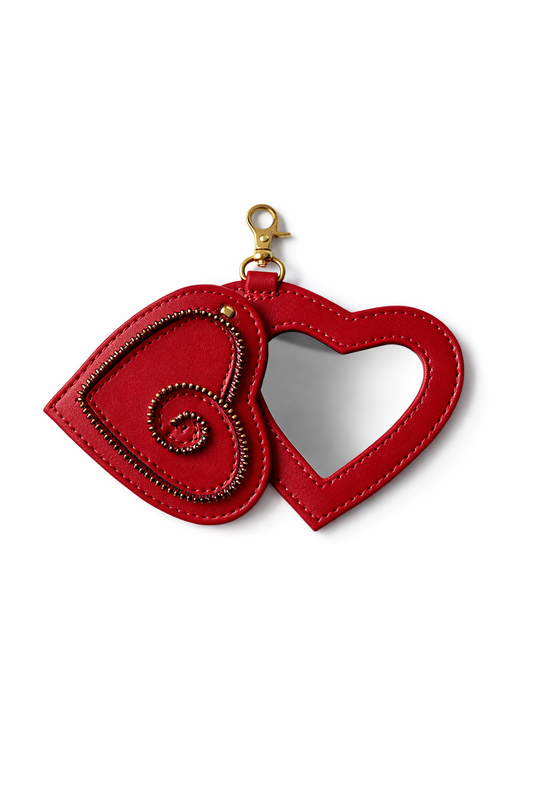 Zip Heart Mirror Bag Charm