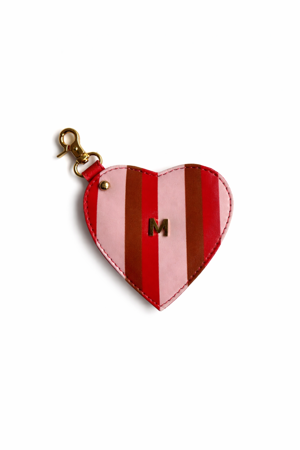 Stripe Heart Mirror Bag Charm