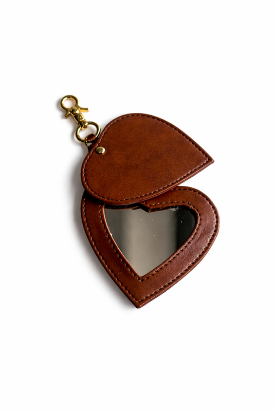 Brown Heart Mirror Bag Charm