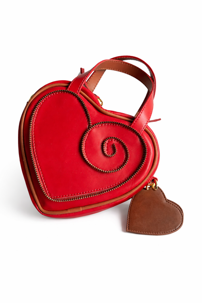 Brown Heart Mirror Bag Charm