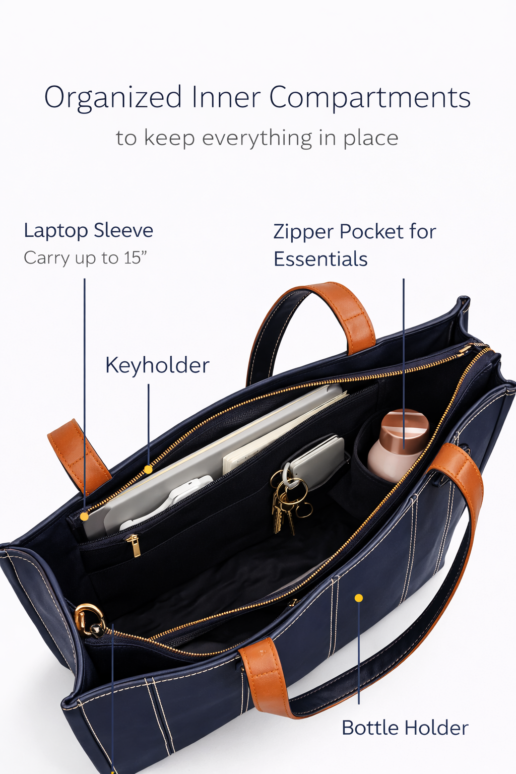 The Stacker Tote- Navy Blue