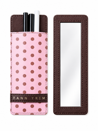 Pink & Tann Polka Lip Liner Case & Mirror