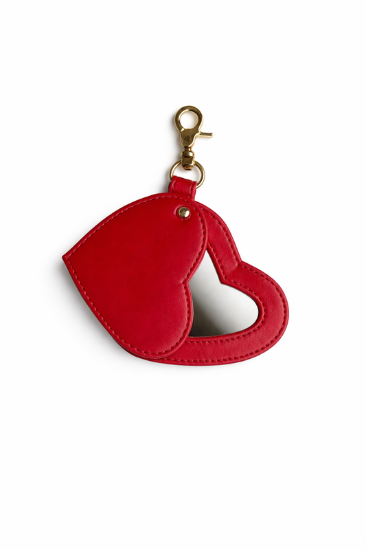 Red Heart Mirror Bag Charm