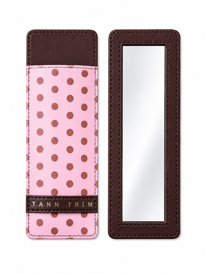 Pink & Tann Polka Lip Liner Case & Mirror