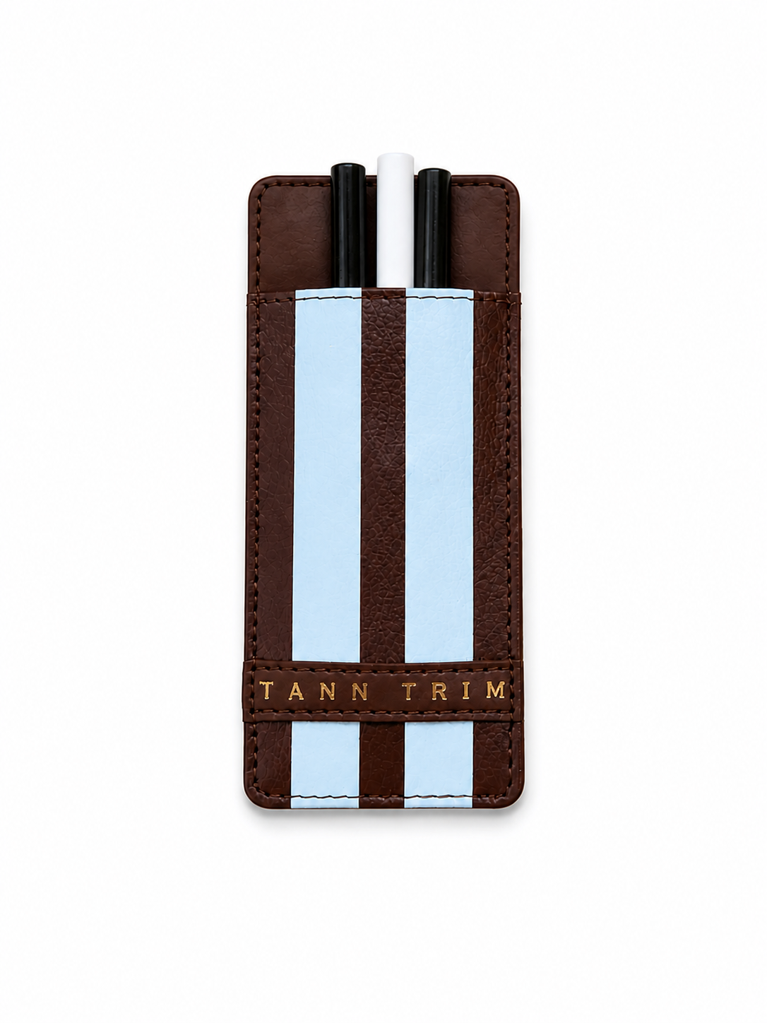 Powder Blue Stripe Lip Liner Case & Mirror