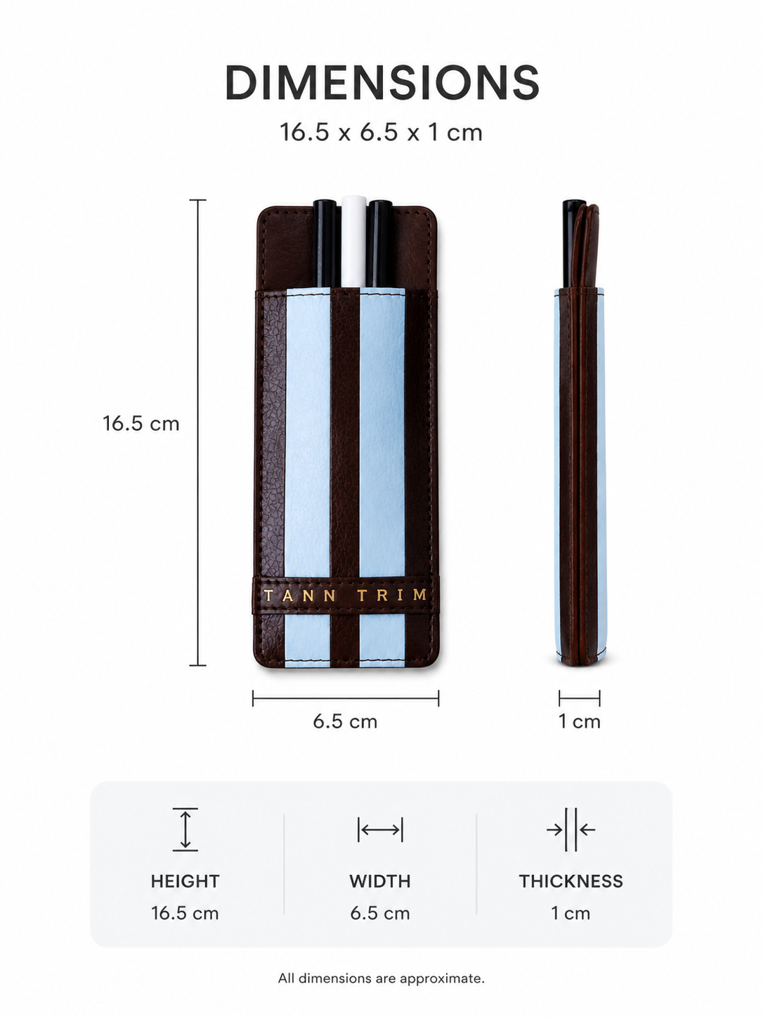Powder Blue Stripe Lip Liner Case & Mirror