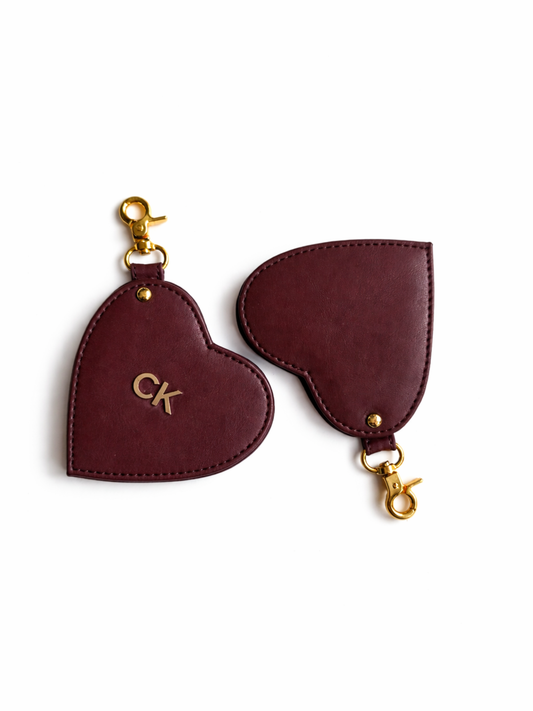 Wine Heart Mirror Bag Charm